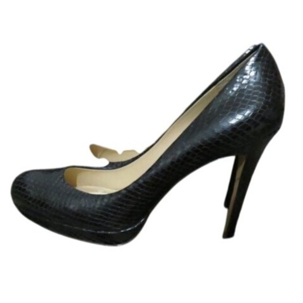 Ann Taylor Black Snakeskin Embossed Leather Pumps Heels Stilettos size 8